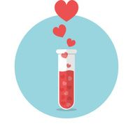 Heart Symbols coming out of a Test Tube