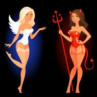 sexy cartoon pin up girl in angel or devil costume N2