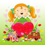 Girl with gifts Happy Birthday
