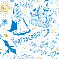 Doodle fairy tale childish seamless pattern in vector N2