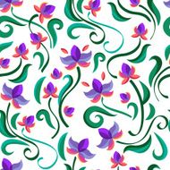 Decorative floral seamless pattern Vector purple flowers N2