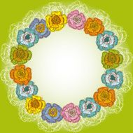 Design vintage floral card orange blue yellow pink green flowers