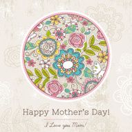 Mother&#039;s Day card with big round of spring flowers N2