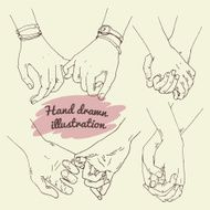 illustrations to keep hands a pair of lovers or friends N5