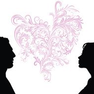 Man and woman faces silhouettes N2