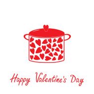 Pot with hearts Happy Valentines Day card