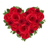 Heart bouquet of red roses Vector illustration