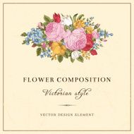 Vector vintage wedding postcard in Victorian style N2