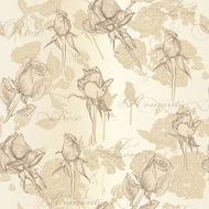 Seamless vector wallpaper with roses in vintage style N2
