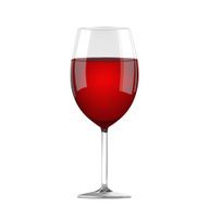 Glass of red wine on the white backgound