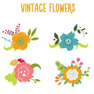 Set of vintage vector flowers N4