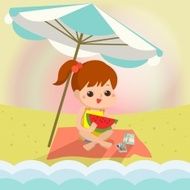 girl on the beach Mascot cartoon Vector EPS10 N2