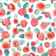 Seamless pattern with red roses and some floral elements N2