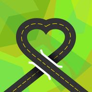 Urban asphalt road heart