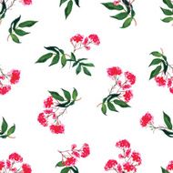 Pink flowers watercolor seamless vector print N2