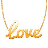 Golden LOVE word pendant on chain