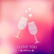 Vector champagne silhouette Valentine&#039;s Day background Blurred N2