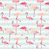 Flamingo Bird Background - Retro seamless pattern N10