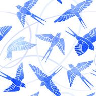Flight of Swallows - watercolor pattern