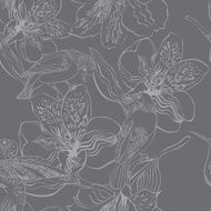 Seamless pattern with birds and flowers N19