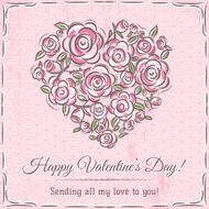 valentine card with heart of flowers and wishes text N3