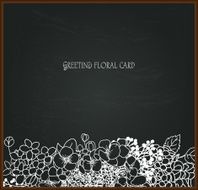 Floral chalk drawing on blackboard N11