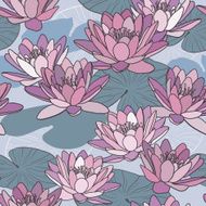 Lotus flowers in seamless pattern N5