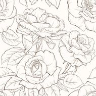 Rose seamless pattern Hand drawn rose flowers set isolated