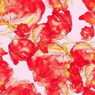 watercolor and digital seamless pattern with flowers N3