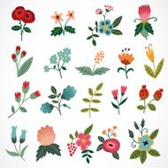 Cute vector flowers and plants