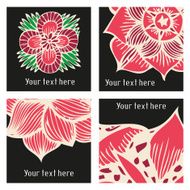 Vector stylish posters with flowers in tattoo style