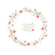 vector watercolor flowers circle frame N3
