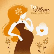 Vintage background with silhouette of beautiful pregnant woman N2