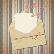 Envelope and message with flowers in vintage style