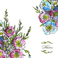 watercolor drawing card with flowers N3