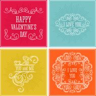 Beautiful thin line ornamental frame set Vector illustration