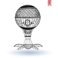 Steampunk vintage hot air balloon hand drawn vector illustration N8