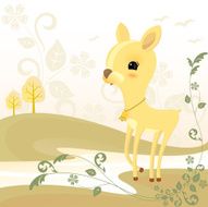 cute deer with floral background