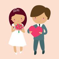 Cute groom and bride characters N2
