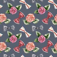 Seamless pattern with flowers and bow tie N8