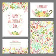 Set of valentine&#039;s flower cards N3