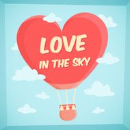 Valentines poster with hot air balloon in sky N2