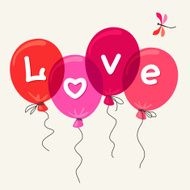 Red helium balloons with text &quot;Love&quot; Vector