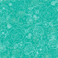 Emerald green floral lineart seamless pattern background