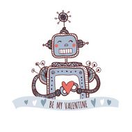 Robot with heart be my Valentine