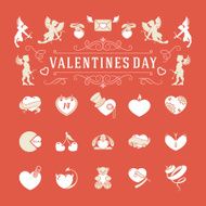 Valentines Day and Wedding Vintage Objects Vector symbols Set N3