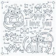 Valentine&#039;ÂÂs day doodles set with cute animals N2