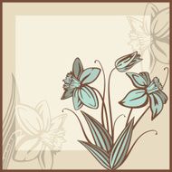 retro card illustration with flowers