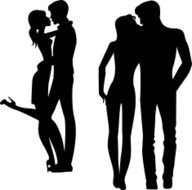 silhouette of man and woman embracing
