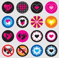 hearts love icons set